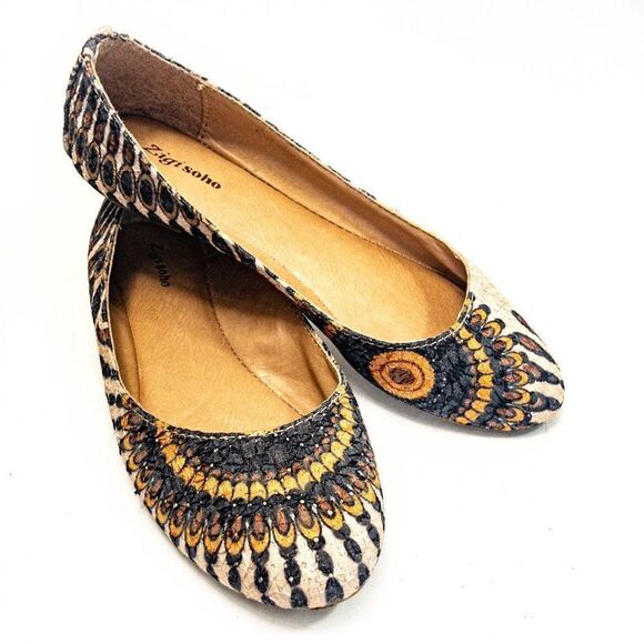 Zigi Soho Sprite Fabric Flats Peacock Sz 6.5 - Picture 4 of 9